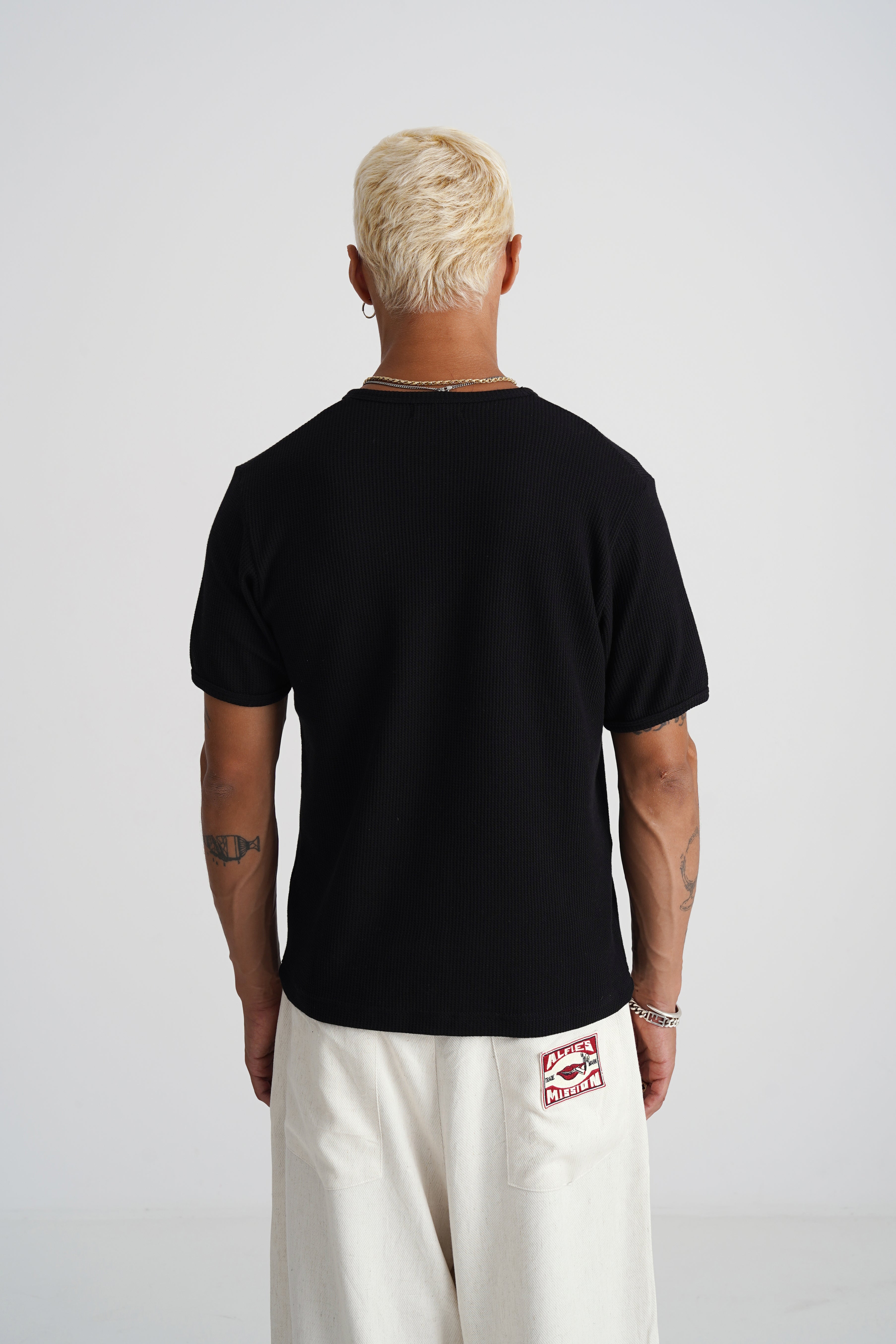 Waffle Tee Black