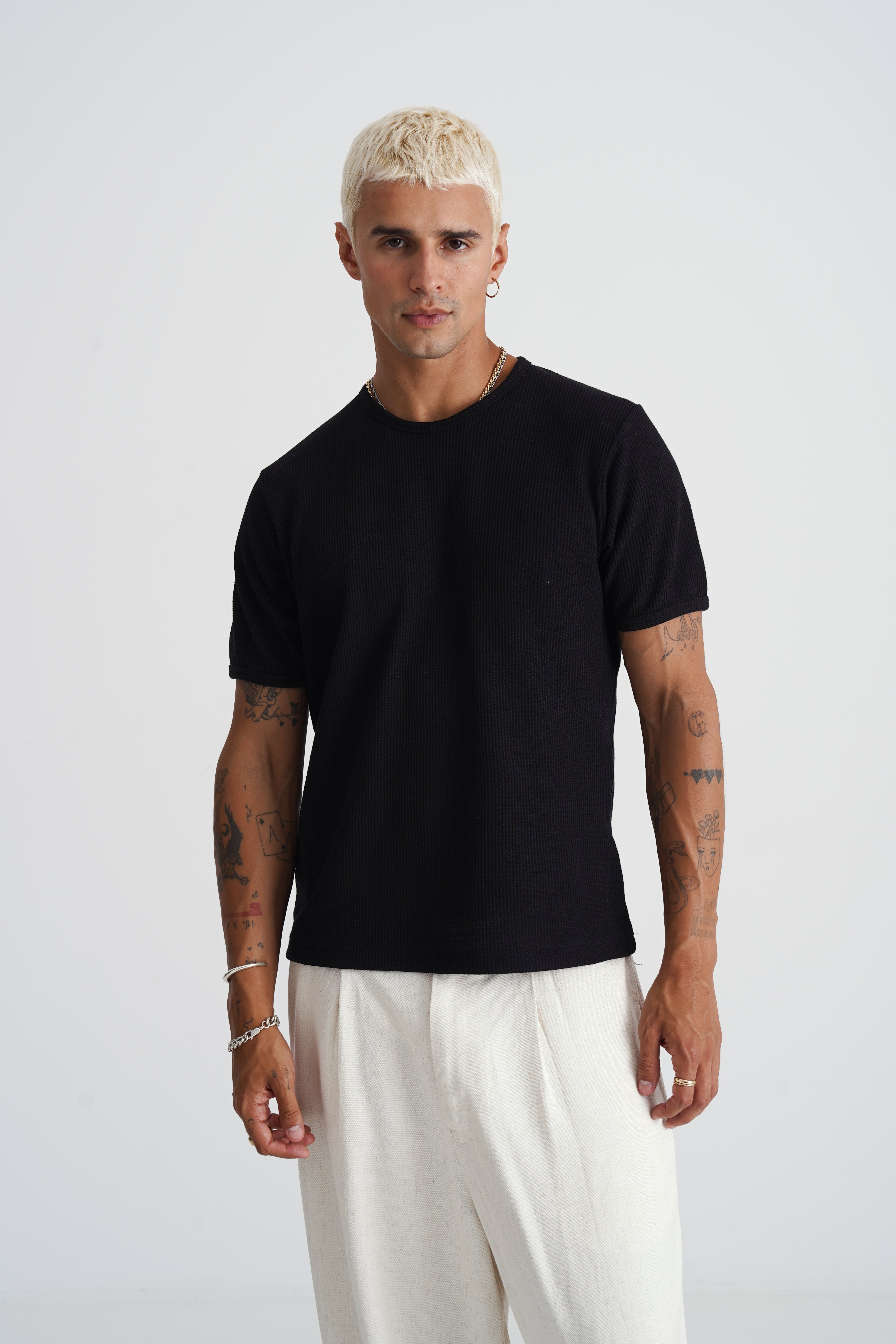 Waffle Tee Black